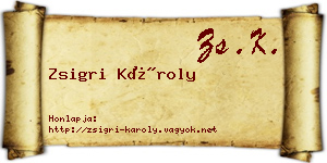 Zsigri Károly névjegykártya